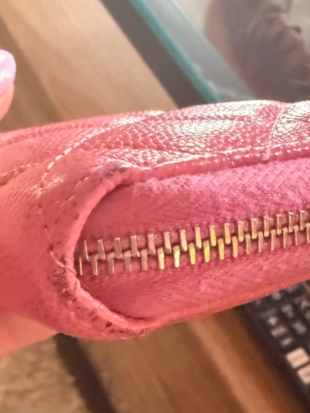 CHANEL Continental Quilted Coral Pink Caviar Leather Wallet with Gold CC - Picture 8 of 11